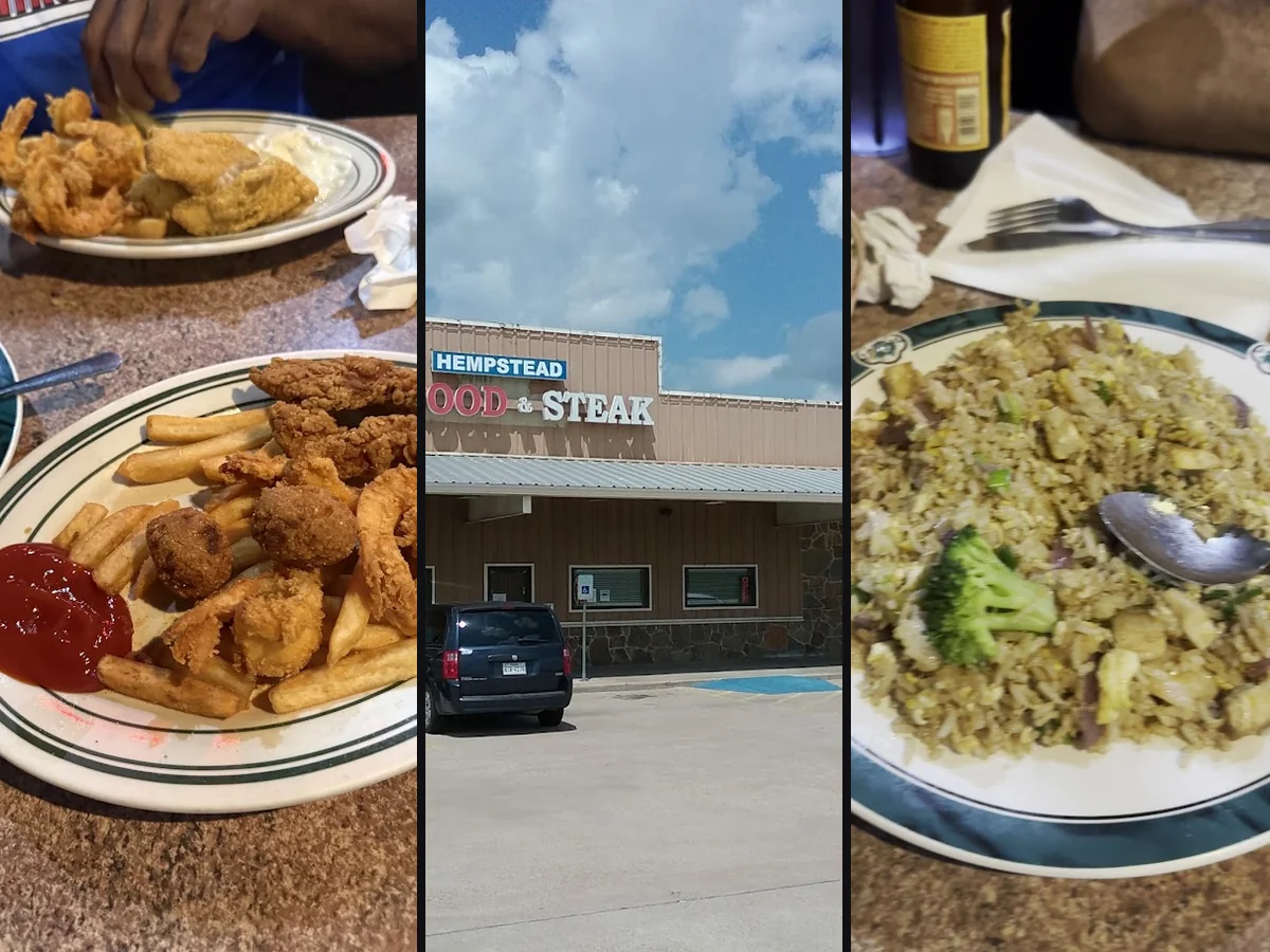 Entrées served with sides on white plates.